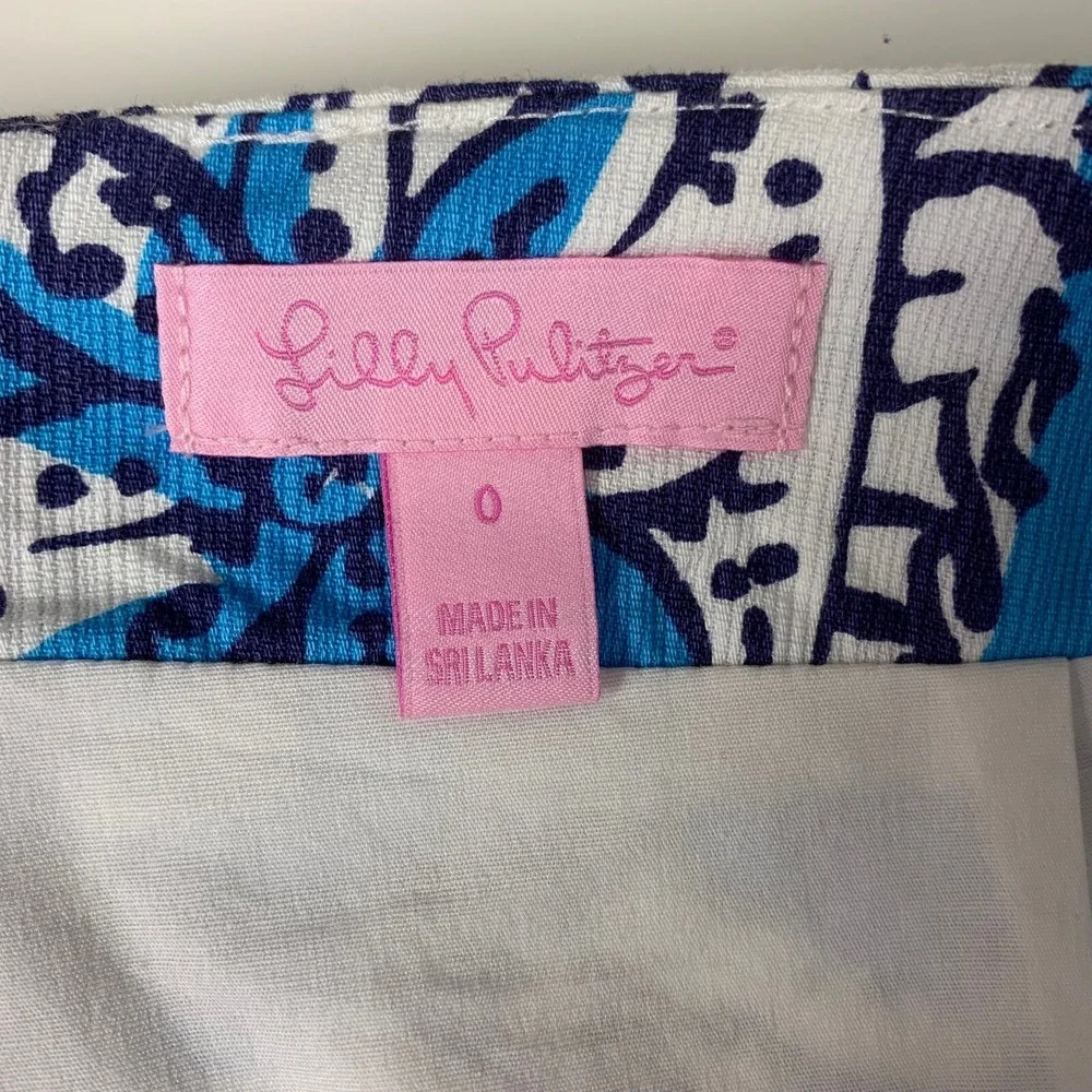 Lilly Pulitzer Marigold Skort Hippy Hippy Shake Lace sz 0‎ Ariel Blue Navy